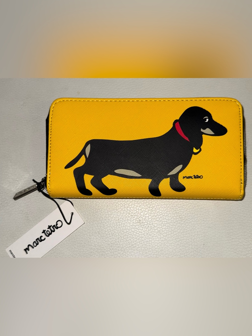 Marc Tetro Yellow Dachshund Zip-Around Wallet
